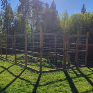 Finished fenced garden to keep deer and elk out